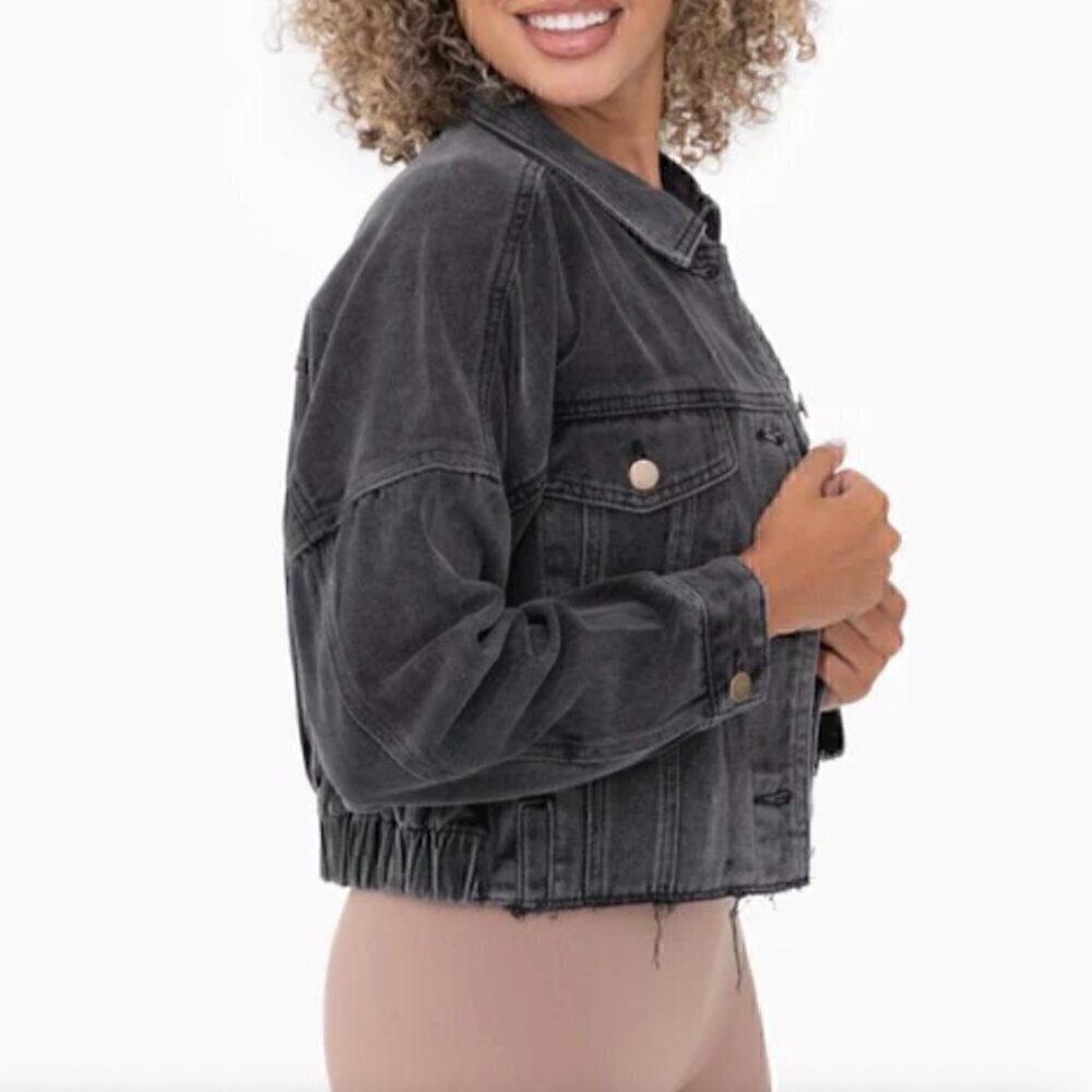 Mono B crop black jean jacket
